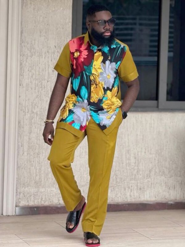 Floral Fusion Men's African Print Suit Set