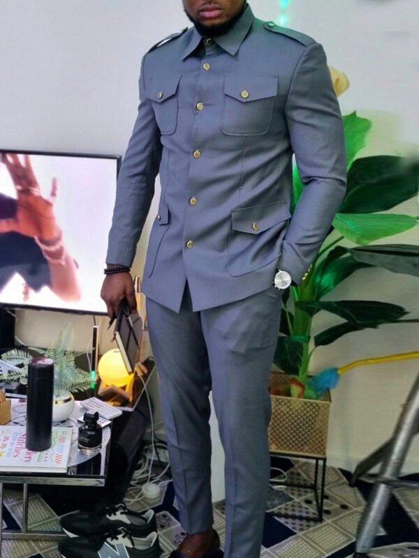 Commander Grey Men's Military-Inspired Suit