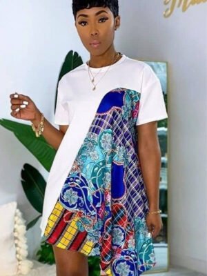 Asymmetrical Afro-Chic T-Shirt Dress