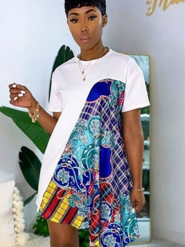 Asymmetrical Afro-Chic T-Shirt Dress