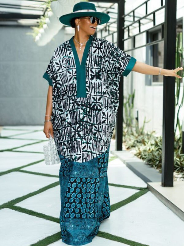 Luxe Batik Print Kaftan Gown