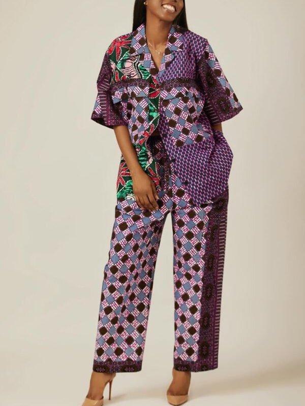 The 'Zuri' Mixed-Print Trousers Set