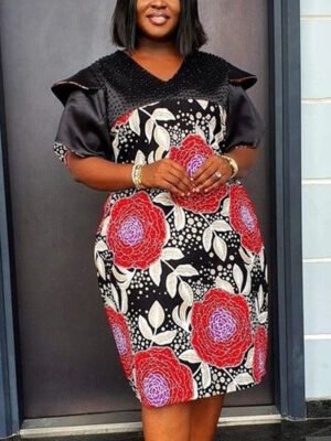 AFC948 The 'Imani' Beaded Patchwork Dress