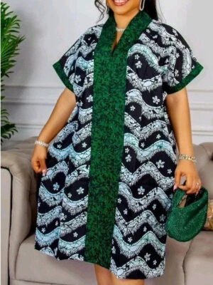 AFC950 The 'Akua' Green-Panel Mini Dress