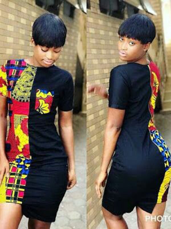 Afc126 Bold Contrast Bodycon Dress