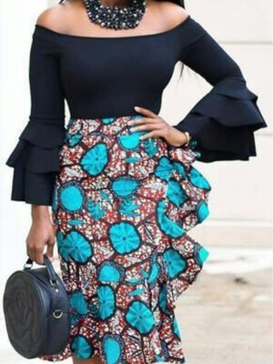 Zuri African Print Ruffle Skirt