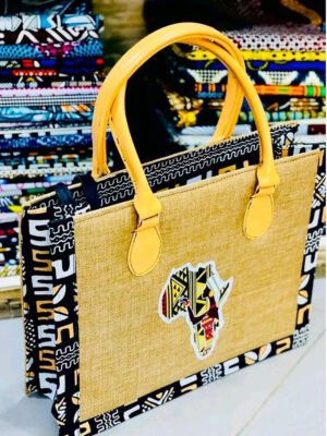 The 'Asa' Jute & African Print Tote Bag