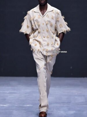 Afc732 Tassel Weave Men's Linen Suit Set – Beige Artisan Collection