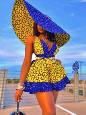 Queen of the Sky – Blue & Gold Ankara Mini Dress