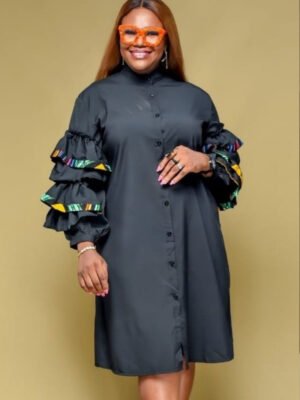Afro Elegance 7 The 'Esi' Ruffle-Sleeve Shirt Dress